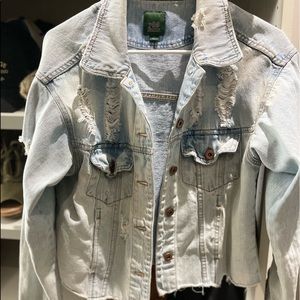 Distressed cropped denim jacket from target